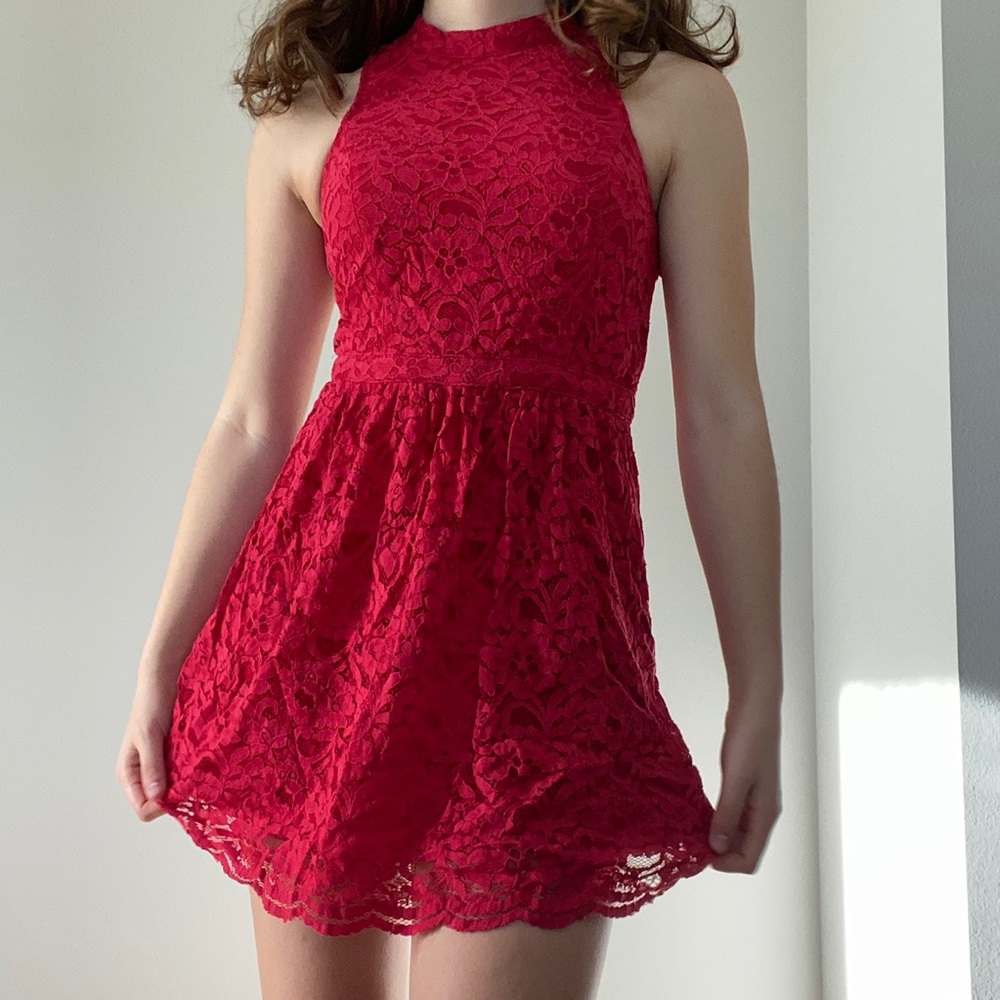 super flattering little red dress from hollister